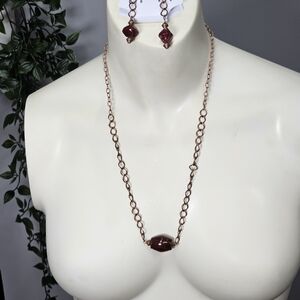 Elegant Red Necklace and Earring Set